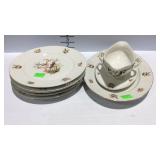 "The Eaton" china with five plates, platter, and