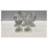Lead crystal - 2 pair decor egg shaped figures, &
