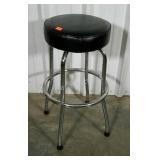 Swivel shop stool. Chrome base, faux leather