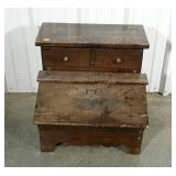 Stained pine storage stand. Needs work, hinge