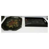 Metal serving tray and wood serving tray