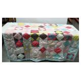Multi colored square pattern quilt topper 64 by