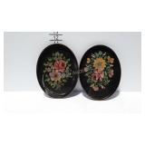 2 Tole painted serving trays - 11 x 8.5"