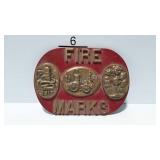 Cast aluminum "Fire Marks" plaque