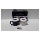Corning Ware - 4 Mugs with vented plastic covers -