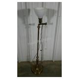 Brass arm lamp. Not tested by us. 52" high.