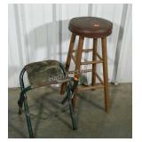 Single padded stool. 30", and folding camo hunting