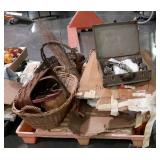 Skid lot includes baby crib still in box, roller