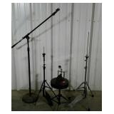 Music lot. Drummer stool, cymbal stands, bass