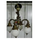 Four bulb hanging light. Ornate design with