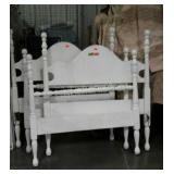 Two twin size beds with metal bolt on rails