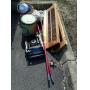 Group lot, includes mops, small window shutters,