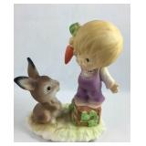 Girl with rabbit, 5", chip on underside of base,