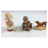3 miniature Goebels, Angel, Dog, boy with teddy