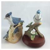 Two Blue Bird Figures- single one has been glued