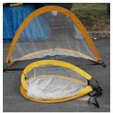Two Pugg brand portable soccer goals