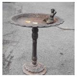 Small metal bird bath 16 inches tall