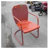 Red Painted metal porch chair