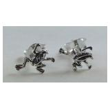 Sterling silver frog earrings