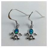 Sterling silver lab opal fleur de lis