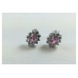 Sterling silver pink CZ earrings