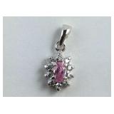 Sterling silver pink CZ pendant