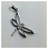 Sterling silver dragonfly CZ pendant