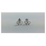 Sterling silver double heart earrings