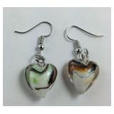 Murano glass heart earrings silver plate