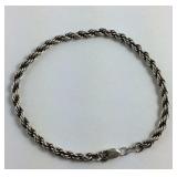 Sterling Silver 8 inch Rope Bracelet