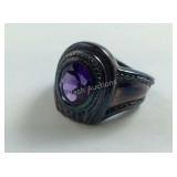 Purple Stone Sterling Silver Ring Size 7