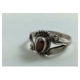 Sterling Silver Red Stone Ring Size 5.75