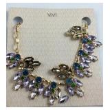 ViVI Lavender, Blue, & Green Crystal Gold Tone