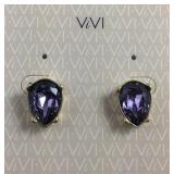 ViVI Lavender Gold Tone Crystal Earrings new With