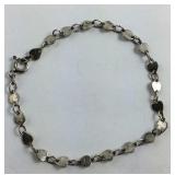 Sterling Silver 7 inch Heart Bracelet