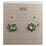 ViVI Green Crystal Gold Tone Earrings New