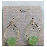 ViVI Green "Just a Drop" Gold Tone Earrings New