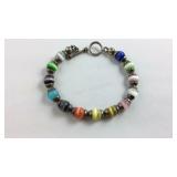 Multicolored Bead Sterling Silver 7.5 inch