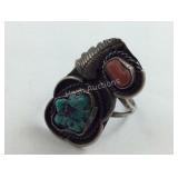 Silver Turquoise Ring Size 8.75