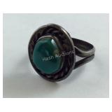 Silver Green Turquoise Ring Size 6