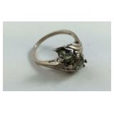 Sterling Silver Green Stone Ring Size 8.5