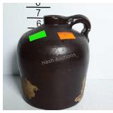 Stoneware whiskey jug, half gallon size, missing