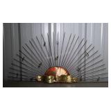 Brass and copper tone sunburst wall hanging, 39 x
