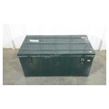 Metal storage trunk with carry handles. Some