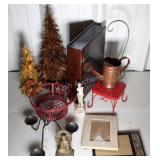 Home decor - rooster basket, photo frames, storage