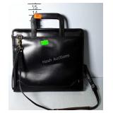 Leather note binder/ briefcase with shoulder strap