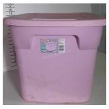 Pink 18 gallon storage tote with lid