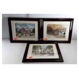 Trio of prints of Williamsburg scenes circa 1776,
