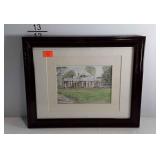 Print of Monticello West Portico, framed and