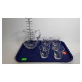 7-pc Beverage set - blown glass pitcher with